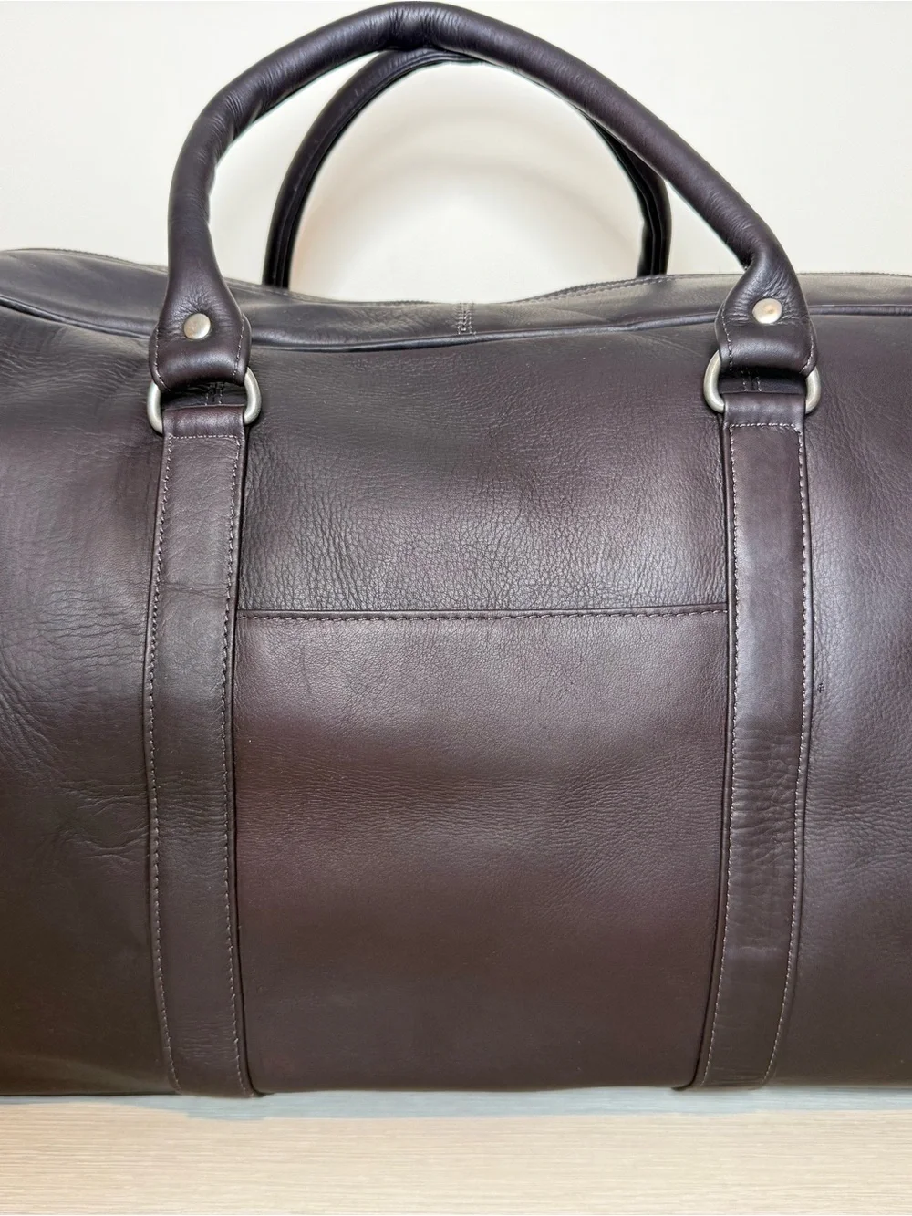 LEXUS Vintage Leather Burgundy Brown Weekender Carry-on Travel Bag 21 x 8 x 12